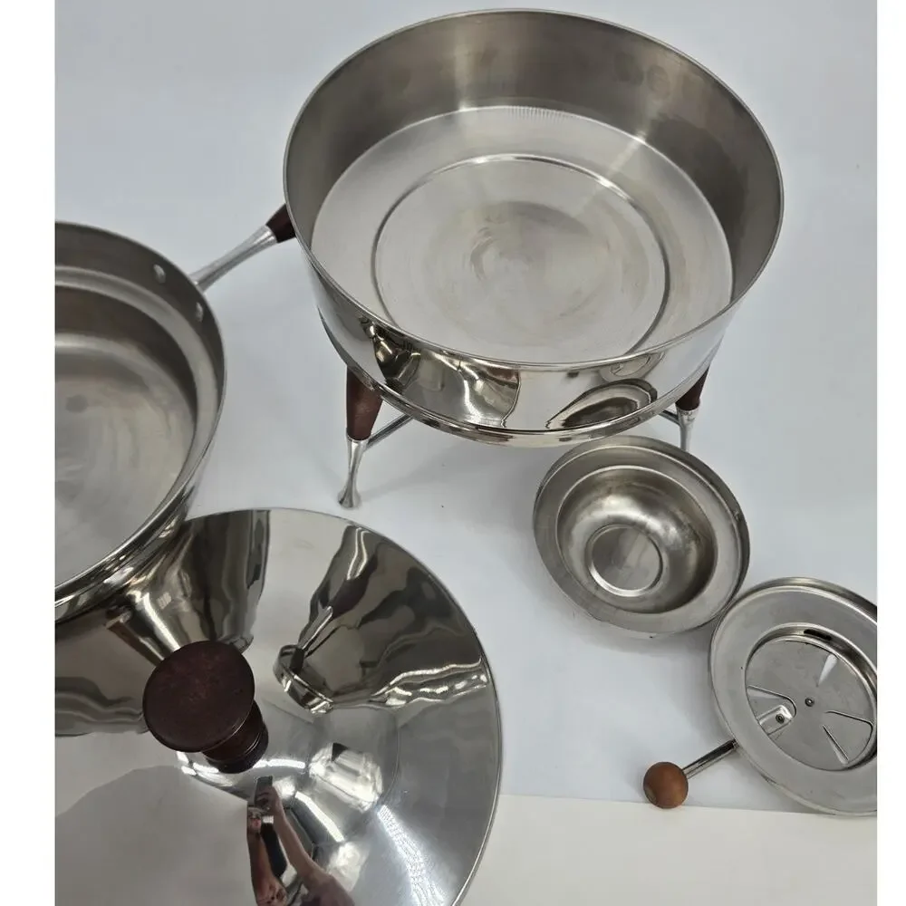 Mid Century Stainless Chafing Dish All Pieces Earnest Sohn Creations Etco